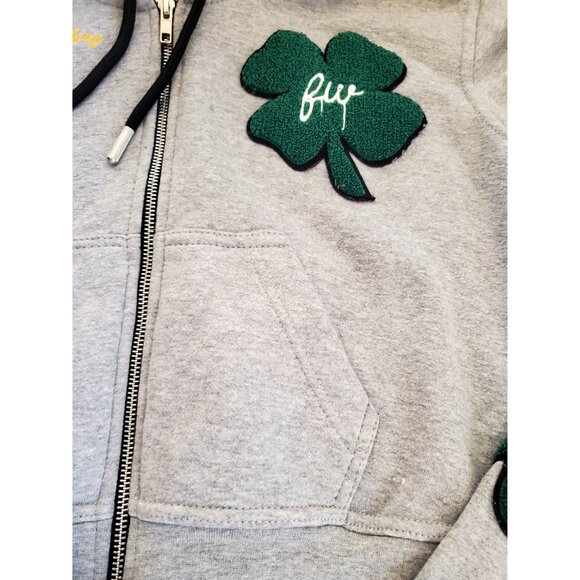 Filthy Wealth Gray Hoodie Green Shamrock Appliqué & "Bae" Script Embroidery XL - Picture 10 of 13
